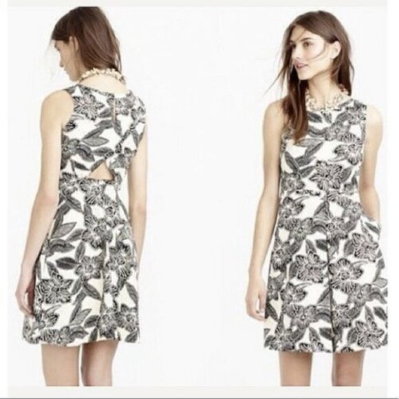J. Crew Dresses & Skirts - J CREW Cream Black Floral Print Sleeveless Dress 2